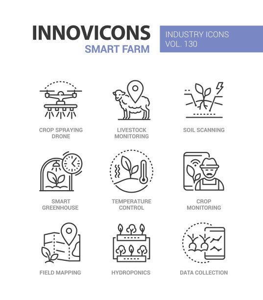 智能农场-现代多彩的线条设计风格图片下载