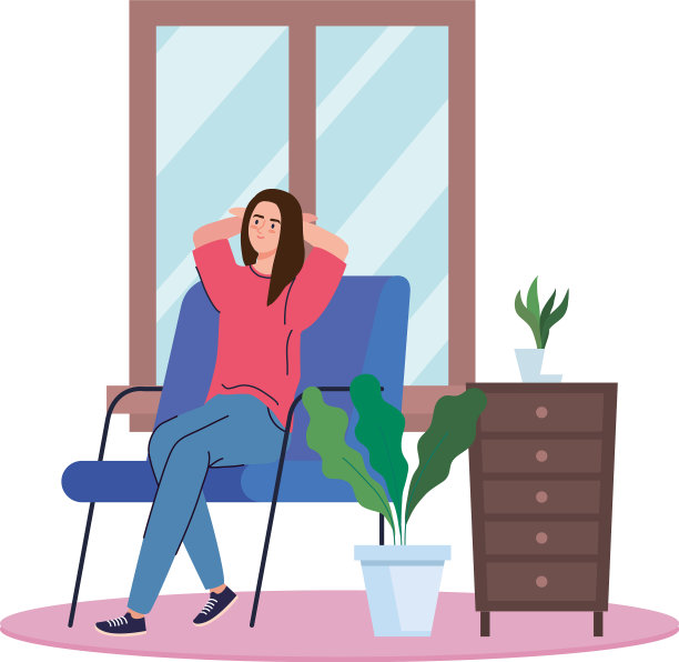 女人坐在家里的座位上设计图片下载