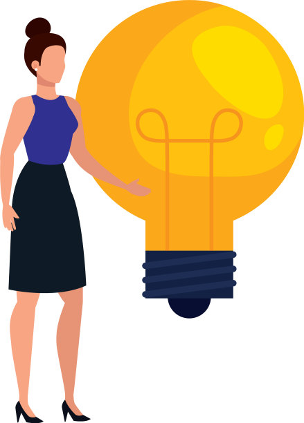 优雅的商业女性与灯泡化身的性格图片下载