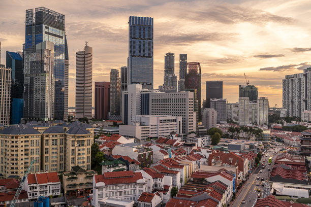 新加坡城市城市景观中国城镇日落图片下载