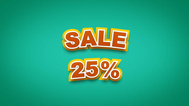 折扣高达25%的3d文本。图片下载