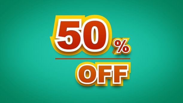折扣高达50%的3d文本。图片下载