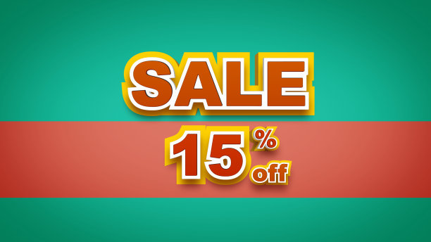 折扣高达15%的3d文本。图片下载