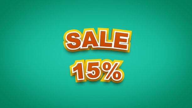折扣高达15%的3d文本。图片下载