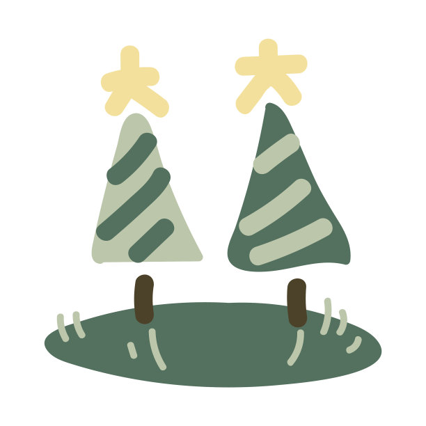 可爱的卡通圣诞树中性线艺术图片下载