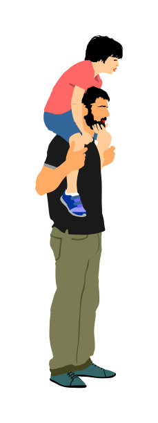 年轻的父亲肩上扛着儿子图片下载