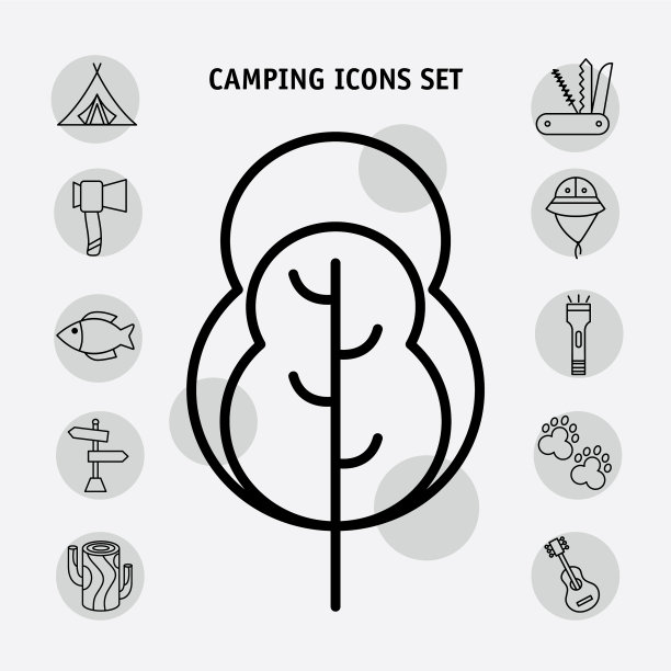 捆绑11个露营集图标和字母图片下载