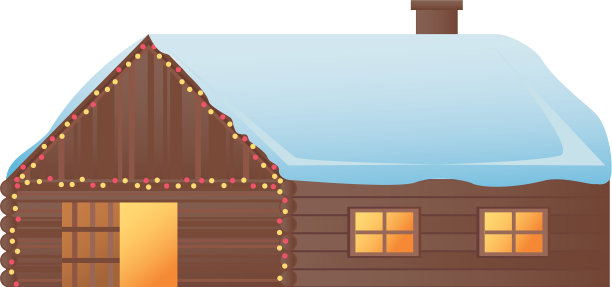 屋顶上有雪的木屋图片下载