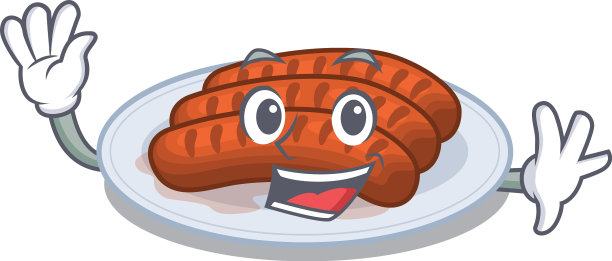魅力十足的烤香肠吉祥物设计风格图片下载