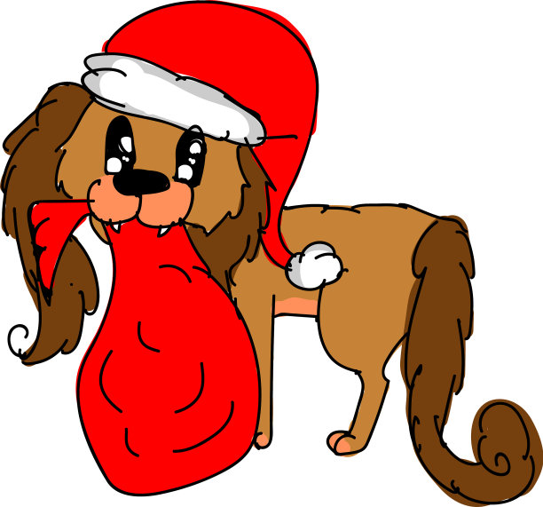 圣诞狗戴着红色的圣诞老人帽图片下载