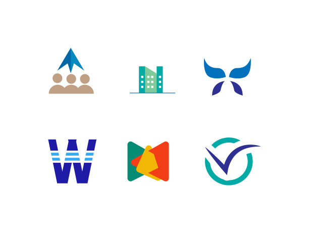 抽象的彩色标志和图标设计图片下载