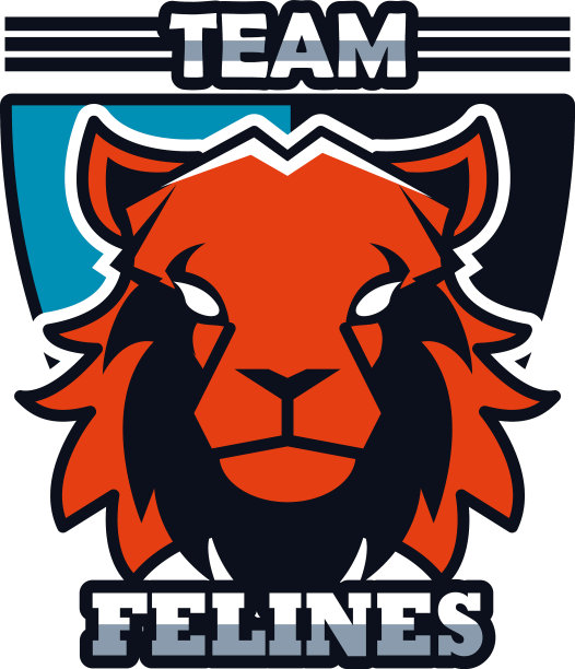 狮子头的动物标志与团队猫科动物图标图片下载