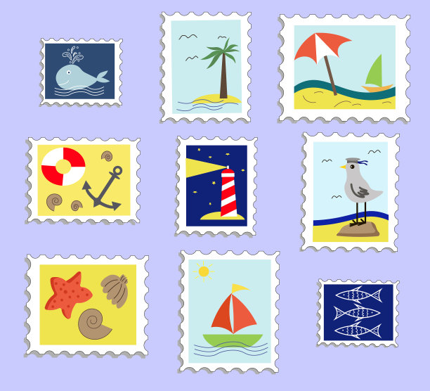 Set邮票sea with图片下载