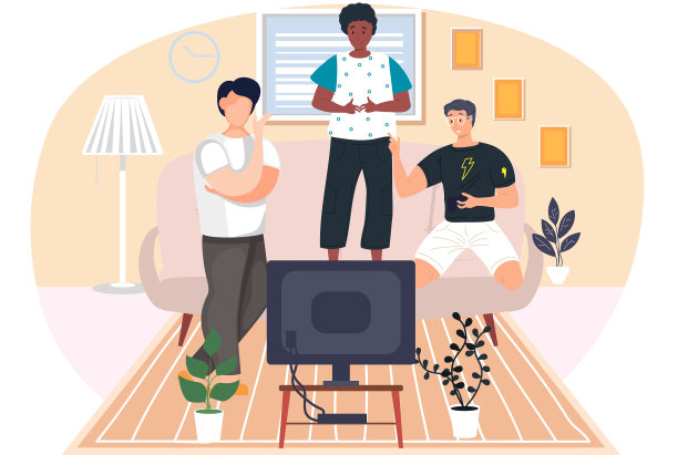 朋友们都坐在家里看电视图片下载