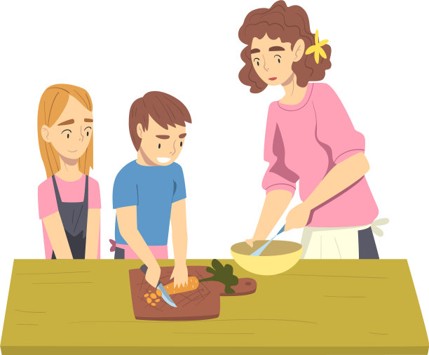 幸福家庭厨艺在厨房妈妈花图片下载