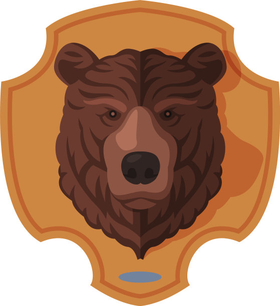 熊的头在墙上的猎人奖杯公寓图片下载