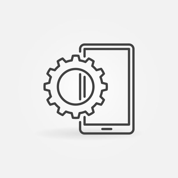 智能手机与齿轮线图标手机图片下载