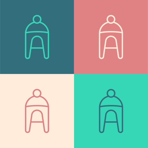 流行艺术线冬季帽子图标孤立的颜色背景。向量图片下载