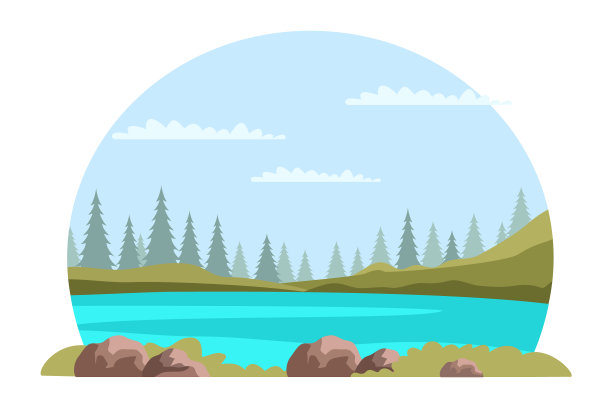 在白色背景上裁剪自然景观图片下载