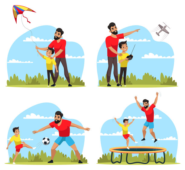 快乐的父子一起度过周末图片下载