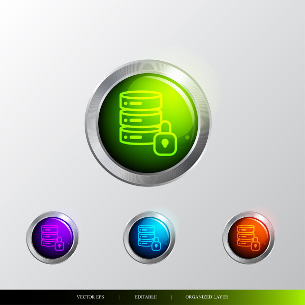 3D按钮大数据锁定图标。图片下载