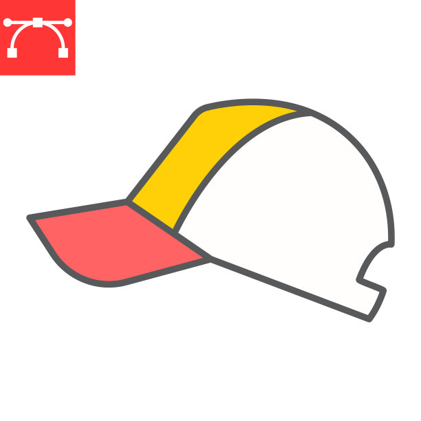 棒球帽彩色线图标图片下载