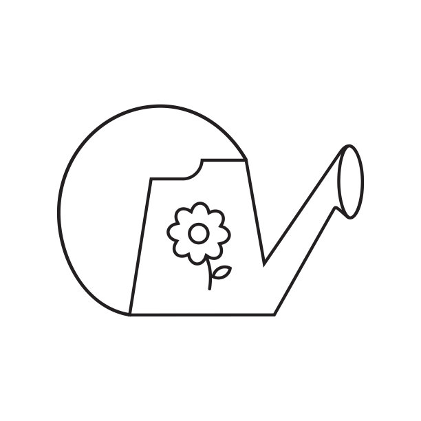 矢量简单的细线绘图图标浇水可以孤立的黑色在白色的背景图片下载