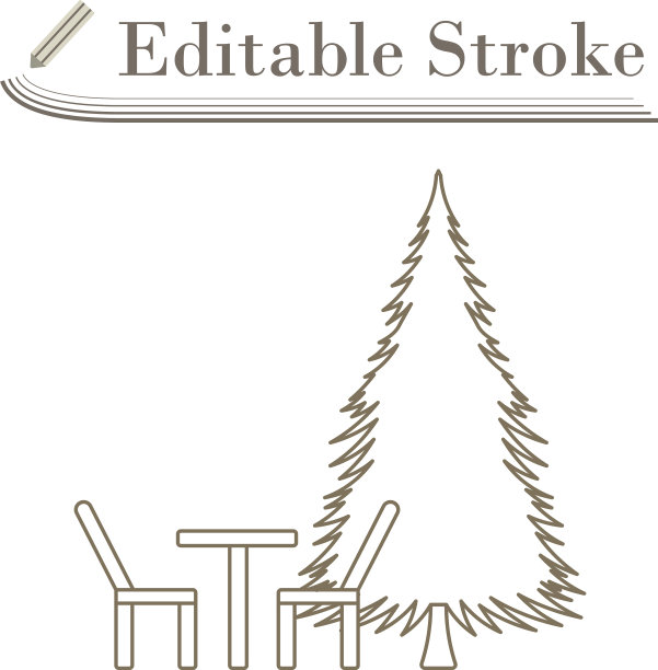 图标公园座椅和松树图片下载