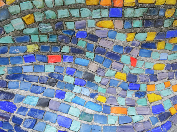 蓝色和橙色马赛克背景图片下载