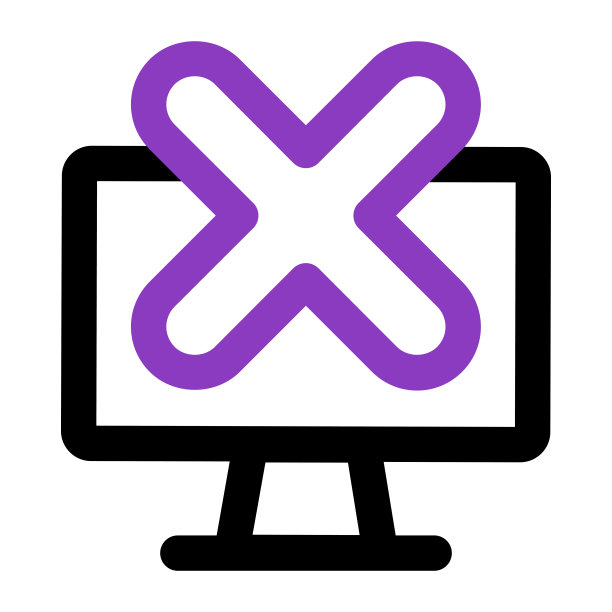 电脑图标。电脑删除。轮廓矢量图标。可用于，图标设计元素，ui，网页，手机应用。图片下载