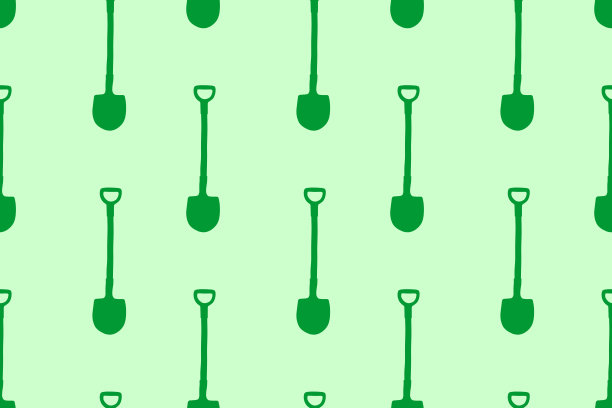 无缝模式与花园铲，铁锹，铲子。矢量背景和纹理与工具在农场工作，在别墅，乡村地点在平面涂鸦风格。手绘孤立插图图片下载