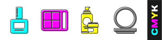 设置指甲油瓶子，眼影调色板霜图片下载