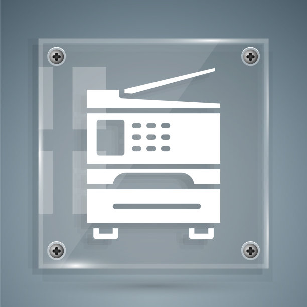 白色打印机图标孤立在灰色背景图片下载