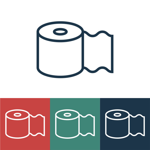 带有厕纸的线性矢量图标图片下载