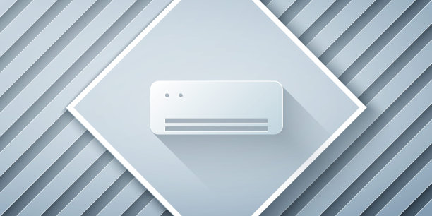 剪纸空调图标孤立在灰色背景。分体式空调。冷、冷气候控制系统。纸艺术风格。向量图片下载