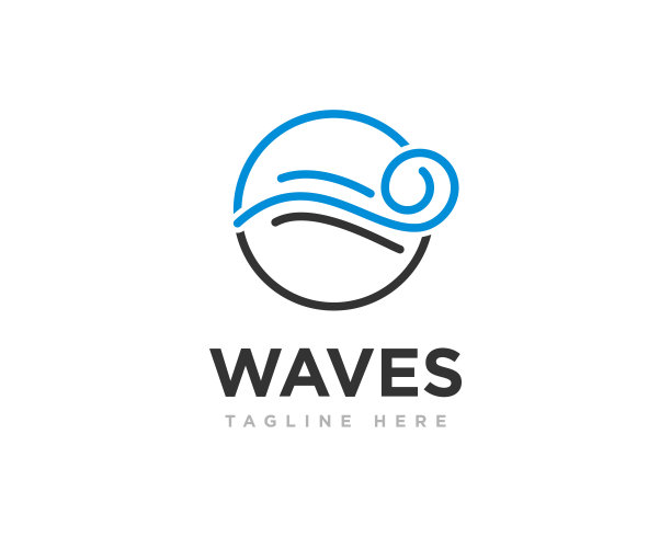抽象波浪标志设计矢量图片下载
