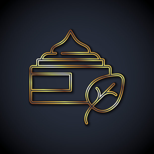 金线有机化妆品图标孤立的金线背景。身体护理产品。向量图片下载