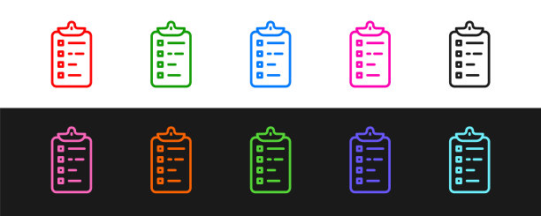 设置线购物清单图标孤立的黑白背景。向量图片下载