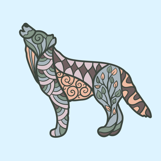 带抽象图案的狼嚎，泽纳特图片下载