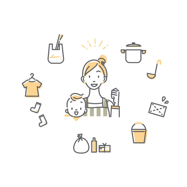 平衡工作与生活，女性事业，双色，线条艺术图片下载