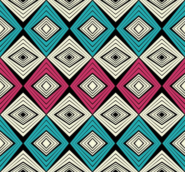 为织物印花，围巾，披肩，地毯，丝巾，手帕，向量，图片艺术和抽象背景的非洲时尚无缝图案装饰鲜艳的颜色。图片下载