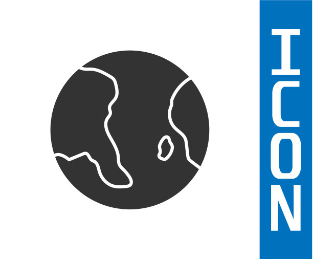 灰色地球地球仪图标孤立在白色背景图片下载