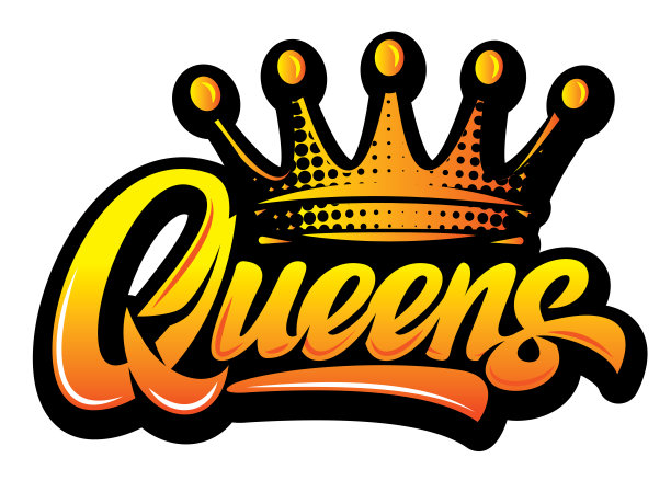 矢量彩色插图与书法题字皇后和黄金皇冠。白色背景图片下载