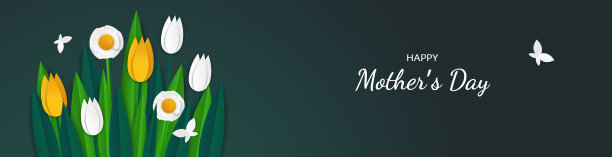 母亲节快乐-彩色郁金香贺卡图片下载