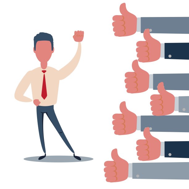 快乐自豪的商人，很多人都竖起大拇指图片下载