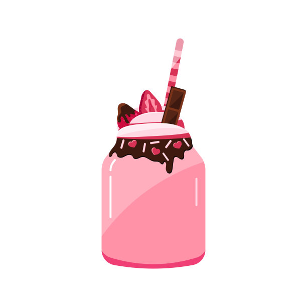 奶昔在一个玻璃罐孤立的白色背景。图片下载