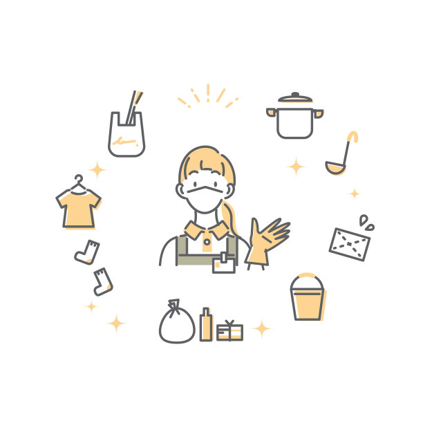 管家，家务图标设置，双色，线条艺术图片下载