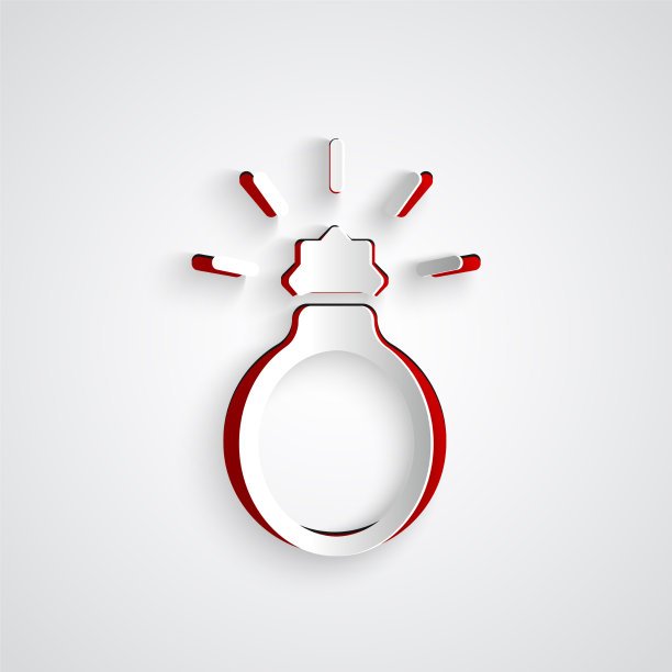 纸切割钻石订婚戒指图标隔离图片下载