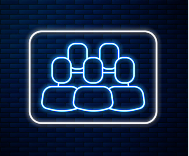 发光霓虹线项目团队基地图标孤立图片下载