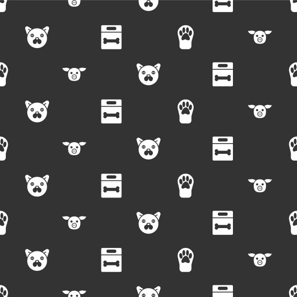 设定爪印猪猫狗骨无缝图片下载